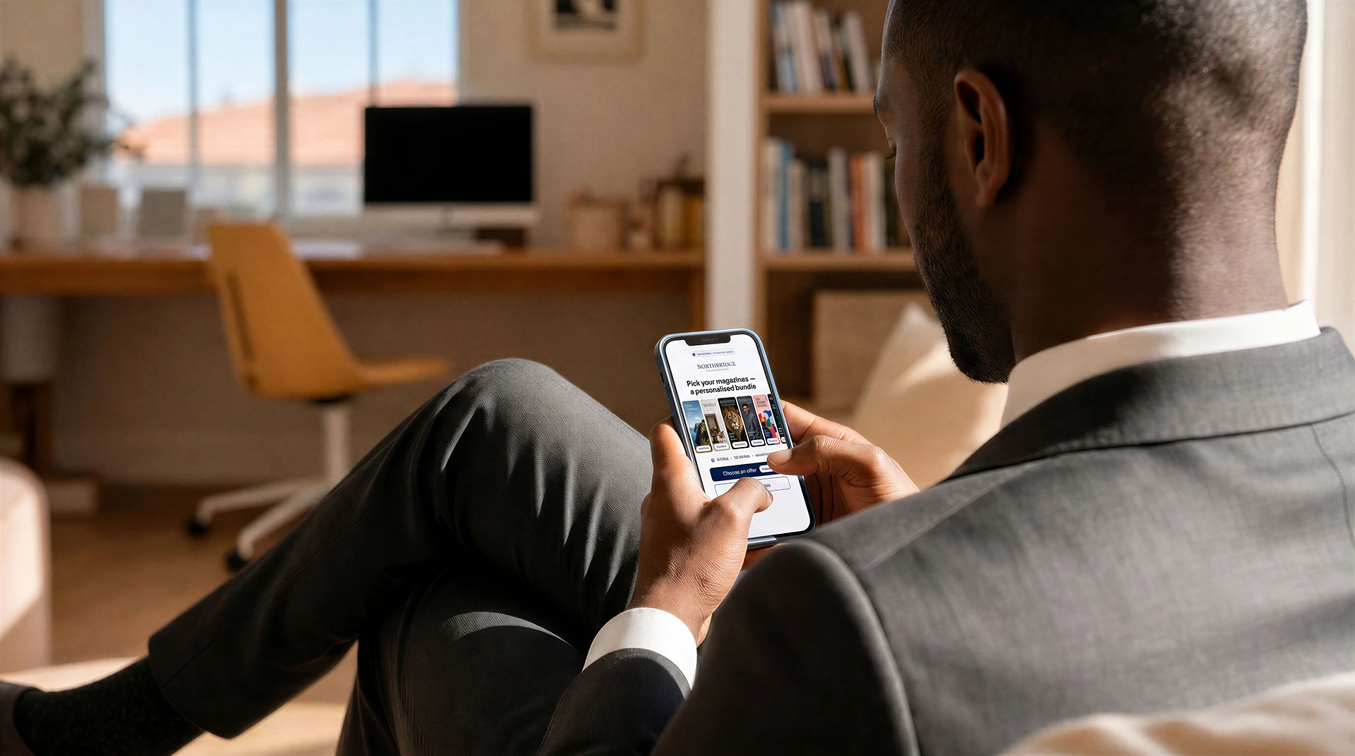 A man using an enriched call at home